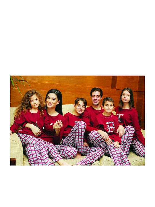 Galaxy Set Top & Bottom Kids Winter Cotton Pyjamas Burgundy