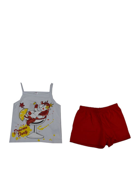 Dreams by Joyce Set Top & Bottom Kids Summer Pyjamas Red