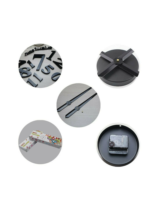 3D Wall Clock Sticker Plastic Black