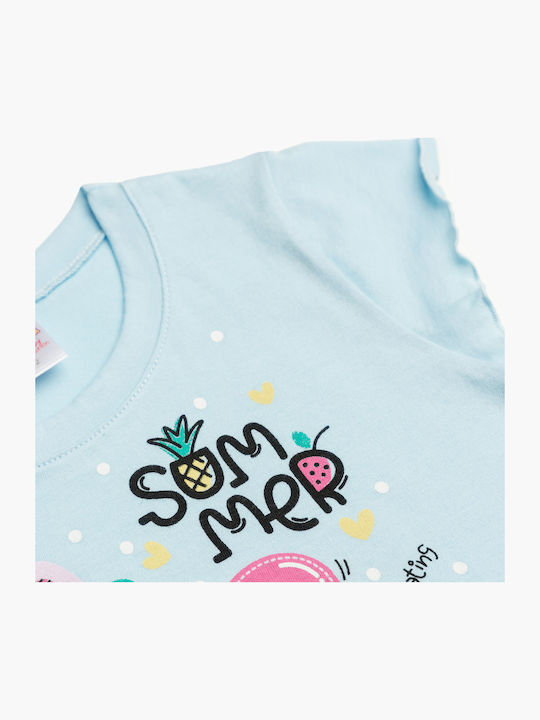 Minerva Kids' Pajamas Summer Light Blue Summer Party