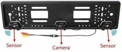 Car License Plate Frame Parking System with Camera / Buzzer and 2 Sensors 19mm in Black Colour