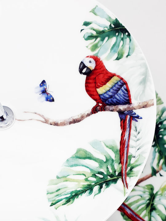 Artekko Parrot Εταζέρα 2 Ορόφων από Πορσελάνη Λευκή