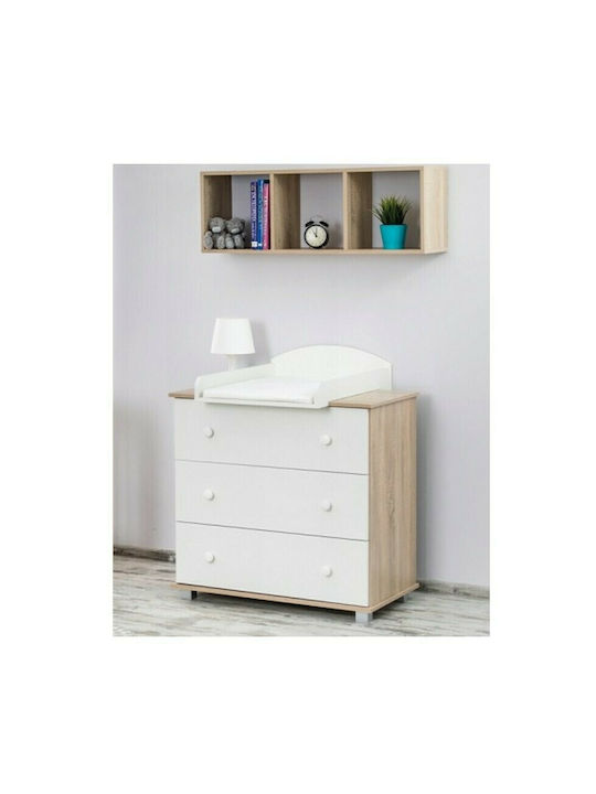 Laura B111 Baby Dresser with 3 Drawers White 85x50x88cm