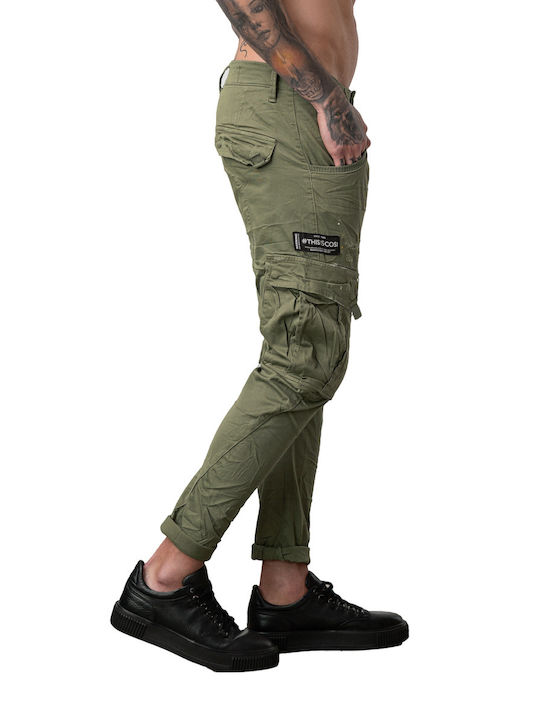 59 Casano Men's Cargo Pants Elastic in Slim Fit Khaki
