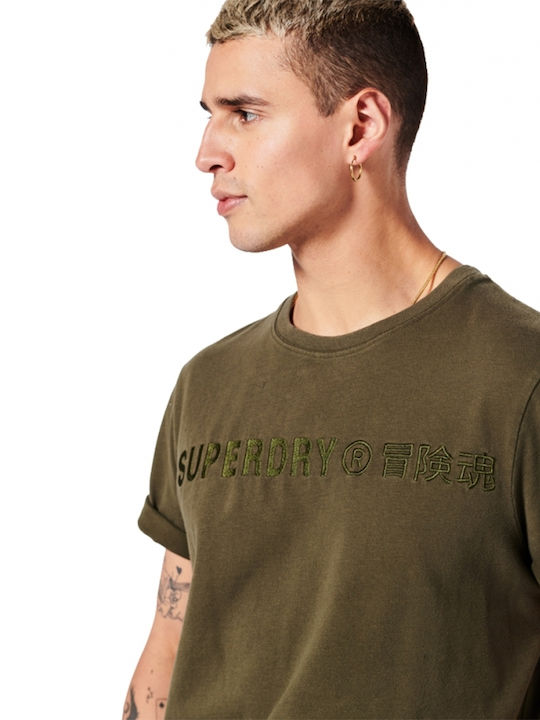 Superdry Vintage Corp Ανδρικό T-shirt Χακί με Λογότυπο