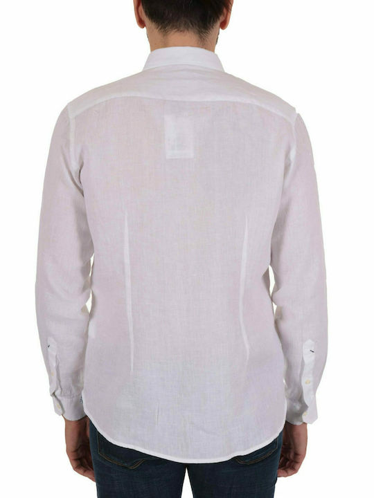 U.S. Polo Assn. Men's Shirt Long Sleeve Linen White