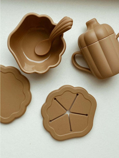 Konges Slojd Feeding Set Shell made of Silicone Brown 3pcs