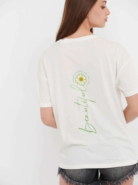 Funky Buddha Γυναικείο T-shirt Off white