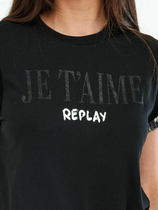 Je T'aime Damen T-Shirt Schwarz