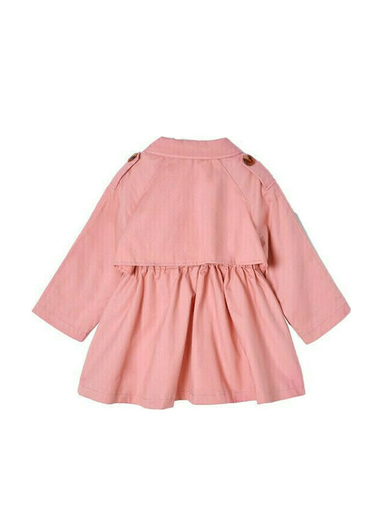 Kinder Trenchcoat Lang Winddicht Rosa