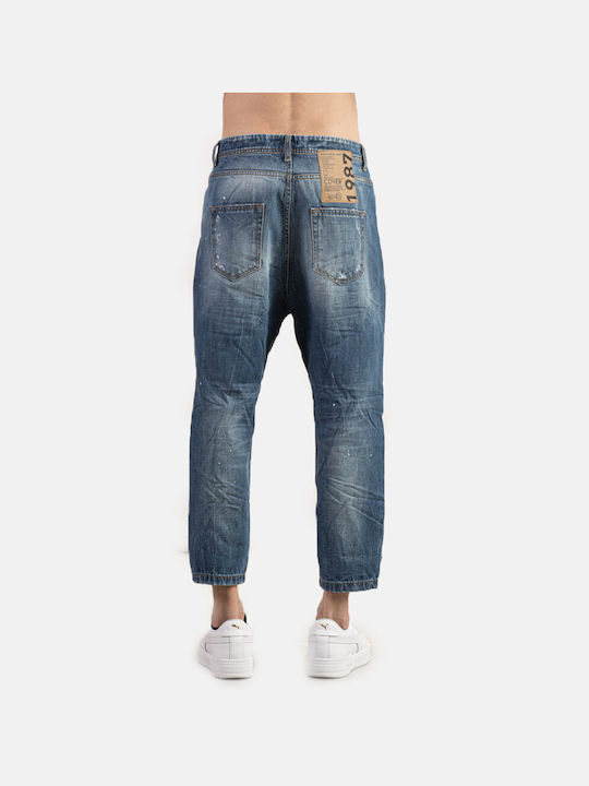 Dan Herren Jeanshose Elastische mit Lose Gerade Anwendung Blau