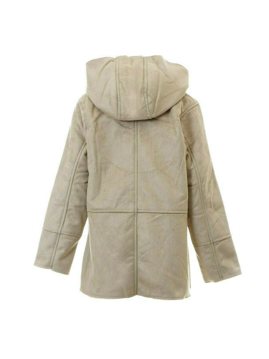 Evita Kids Coat Long Hooded Brown