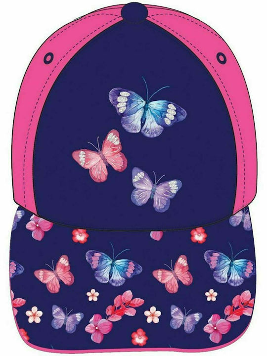 Kids' Hat Jockey Fabric Butterflies Purple