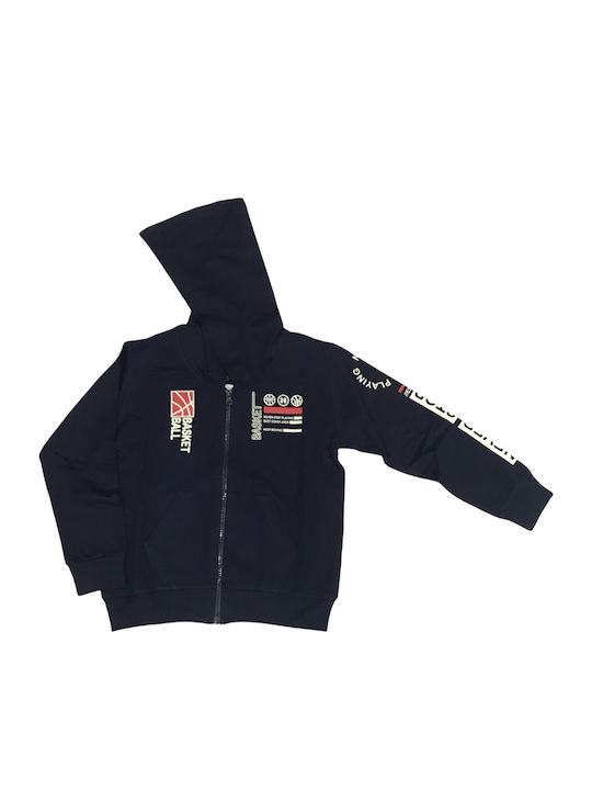 Kids Sweatshirt Cardigan with Hood Navy Blue