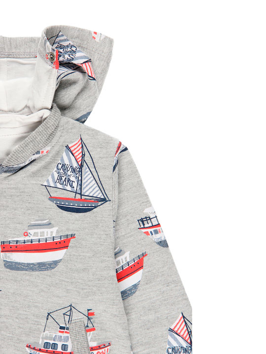 Kids Sweatshirt Cardigan with Hood Gray