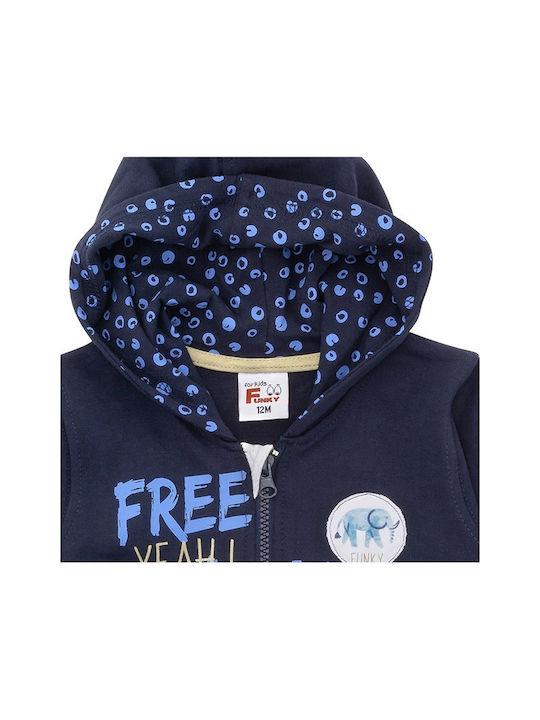 Funky Boys Hooded Sweatshirt with Zipper Blue