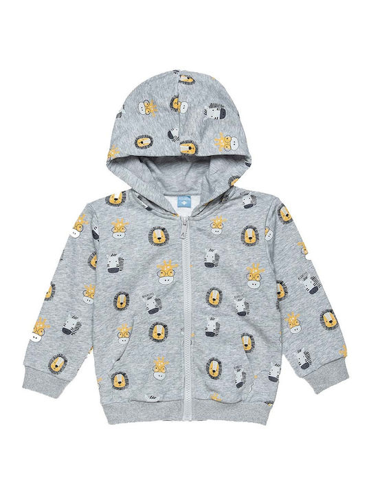 Alouette Boys Cotton Hooded Sweatshirt with Zipper Gray