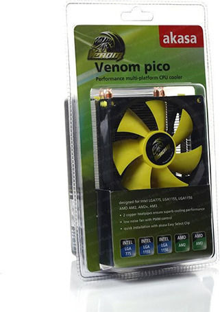 Akasa Venom Pico Ψύκτρα Επεξεργαστή για Socket 115x/AM3/AM3+ Κίτρινη
