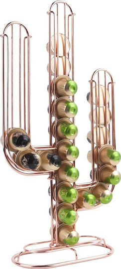 Present Time Μεταλλικό Stand Αποθήκευσης Cactus για 48 Κάψουλες Copper 20.5x9x40cm PT3259CO
