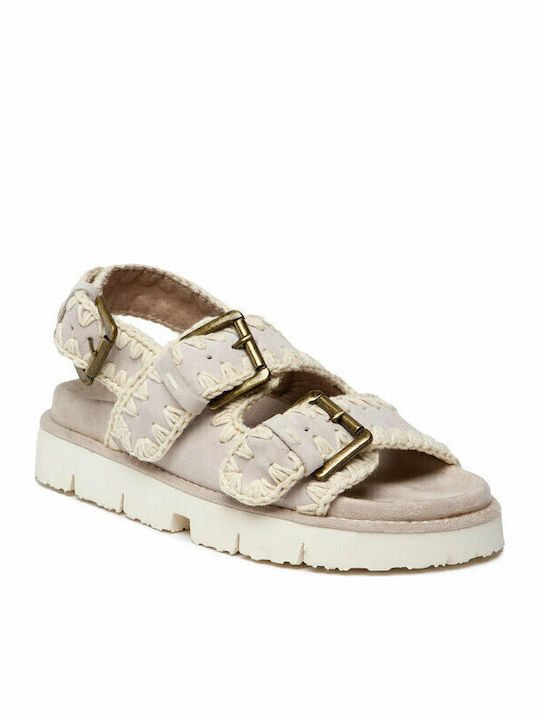 Flache Sandalen für Damen in Beige Farbe