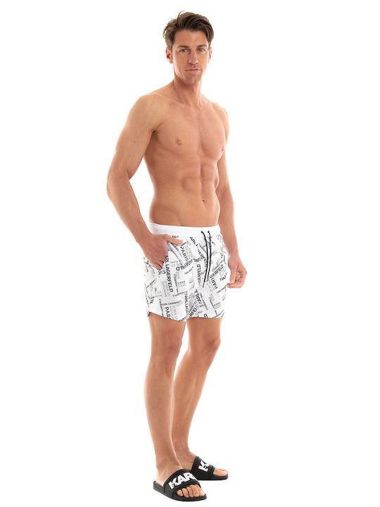 Karl Lagerfeld Guillaume Herren Badebekleidung Shorts White mit Mustern