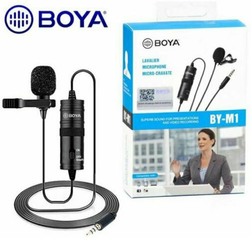 Boya BY-M1 Кондензатор (Малка диафрагма) Микрофон Πέτου, Clip On за Камера в Черен Цвят