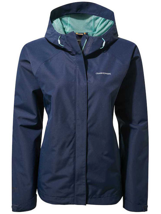 Women's for Hiking Short Sports Jacket Waterproof for Winter with Hood Orion Blue Navy