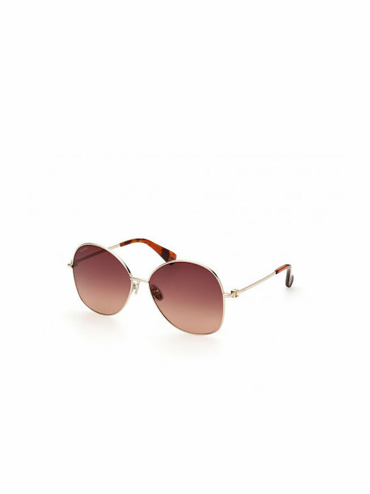 Max Mara Women's Sunglasses with Gold Metal Frame and Brown Lens MM 0034 30F