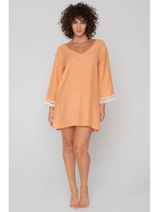 Jeannette Lingerie Damen Mini Kaftan Strand Orange