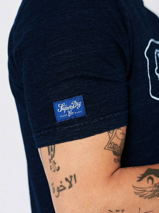 Superdry Ανδρικό T-shirt Navy Μπλε με Στάμπα