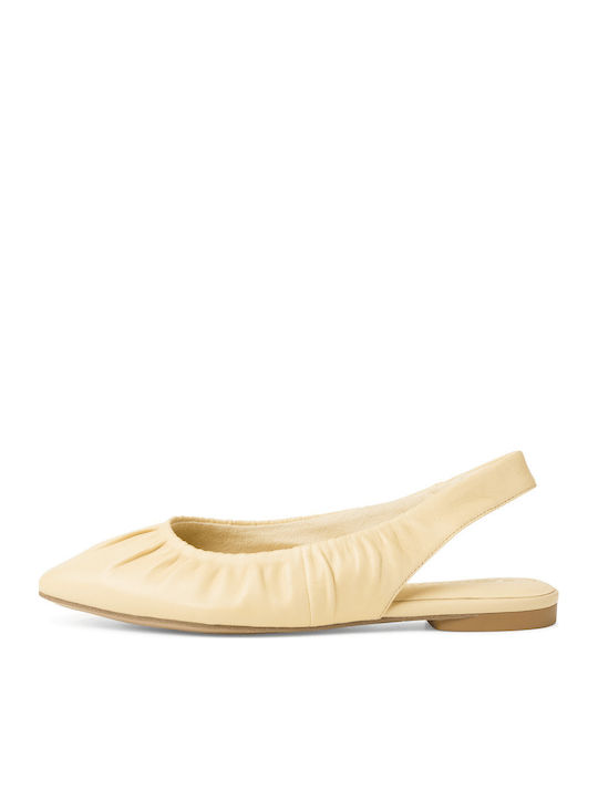 Lederne Damen Ballerinas Slingback Soft Lemon