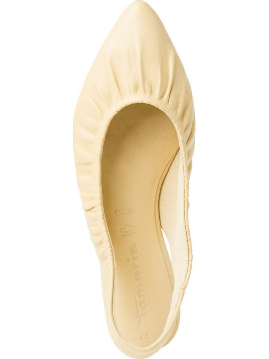 Lederne Damen Ballerinas Slingback Soft Lemon