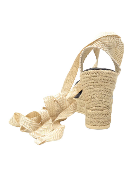 Women's Leather Platform Espadrilles Black