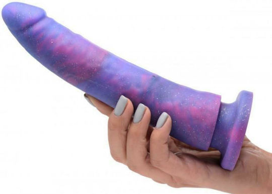 XR Magic Stick Silicone Dildo With Glitter Реалистично дилдо Със смукателна чашка Лилаво 20см