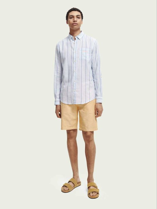 Scotch & Soda Λινό Πουκάμισο Γαλάζιο