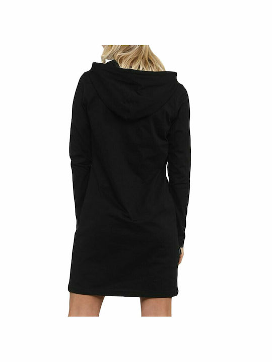 Horsefeathers Elena Mini Athletic Dress Long Sleeve with Hood Black