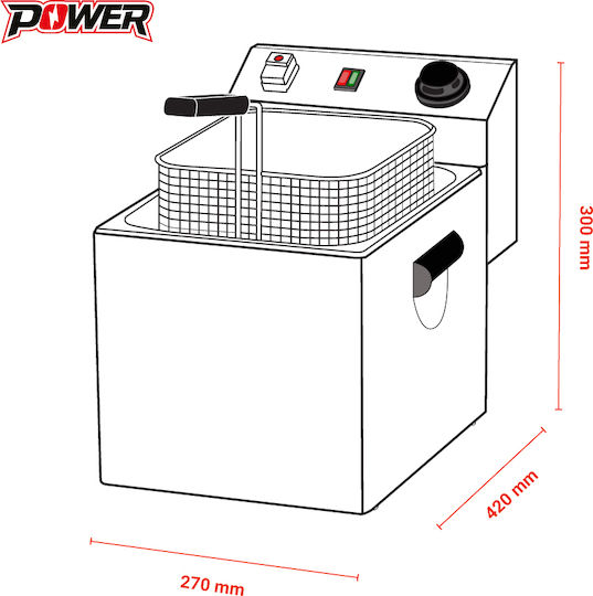 RM Gastro Electric Fryer 6kW Capacity 8lt 27x42x30cm FE 07 Τ