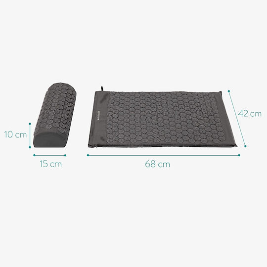 Navaris 2-in-1 Acupressure Mat and Pillow Set Matte Massage Akupressur für den Nacken & den Körper Gray