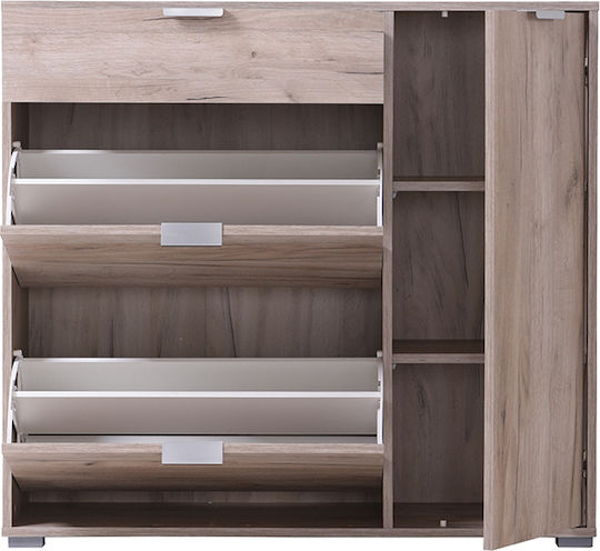 Arco 2 Wooden Shoe Organizer with 4 Shelves Grey Oak 102x33x94.5cm