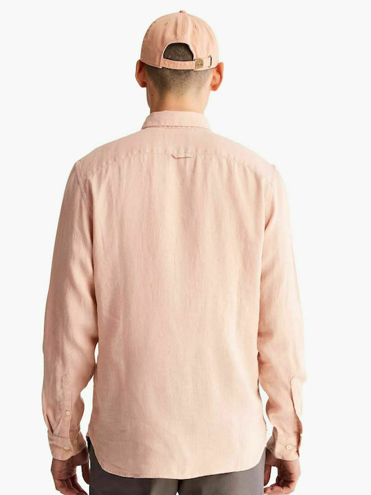 Timberland Men's Shirt Long Sleeve Linen Pink