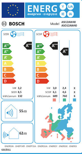Bosch PerfectClima AW Klimaanlage Inverter 12000 BTU A+++ / A++ mit WiFi und PerfektFlow-System