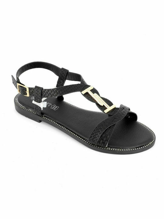 B-Soft Women's Flat Sandals with Strap in Black Color