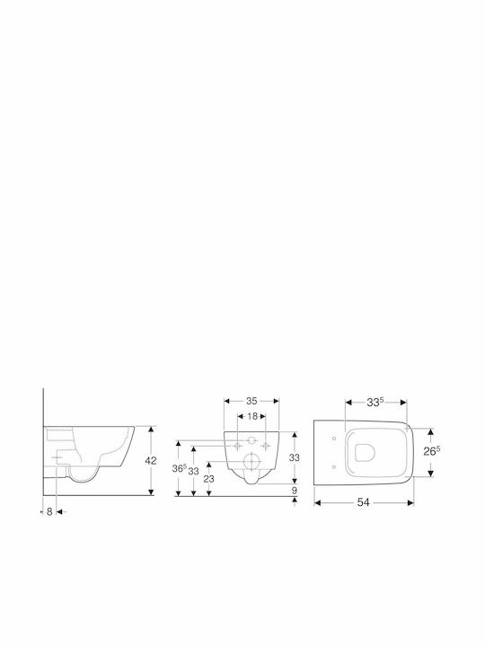 Geberit Icon Square Λεκάνη Κρεμαστή Rimless Χωρίς Κάλυμμα Λευκή