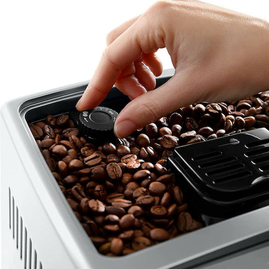 De'Longhi Dinamica Plus Automatische Espressomaschine 1450W Druck 19bar für Cappuccino mit Mahlwerk Silber