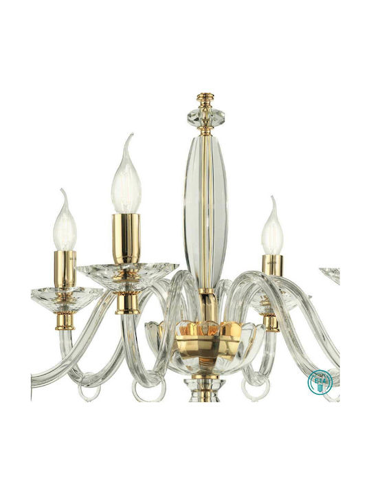 Ondaluce Kronleuchter 6xE14 mit Kerzen Transparent LP.FIAMMA/6