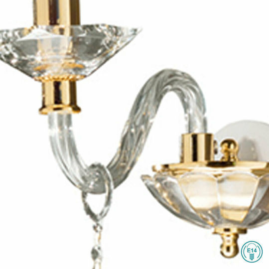 Ondaluce Klassisch Leuchte Wand mit Fassung E14 Gold 27x25x12cm