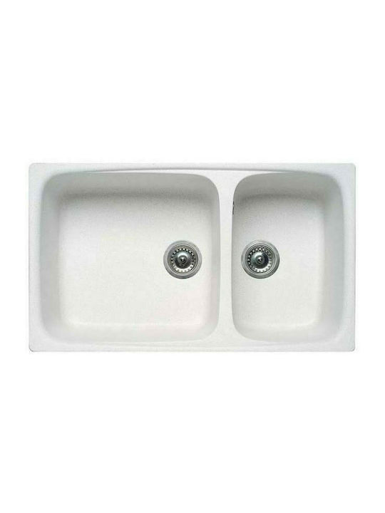 Elleci Fox 450 Granitek LGF45068 Drop-In Chiuvetă Dreapta din Granit Sintetic L86xW50cm Bianco Titano