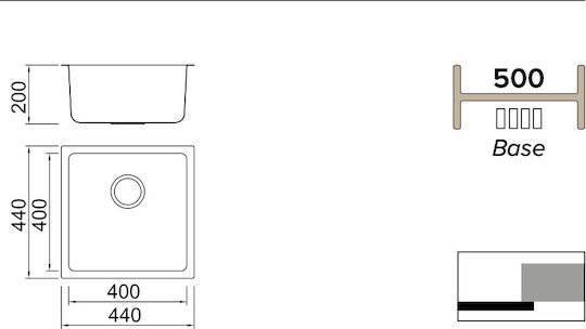 Karag BL 793 BL793 Unterbau Spüle Inox Satiniert B44xT44cm Silber