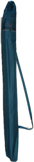 Maui & Sons Folding Beach Umbrella Aluminum Diameter 2.2m with UV Protection and Air Vent Lyons Blue