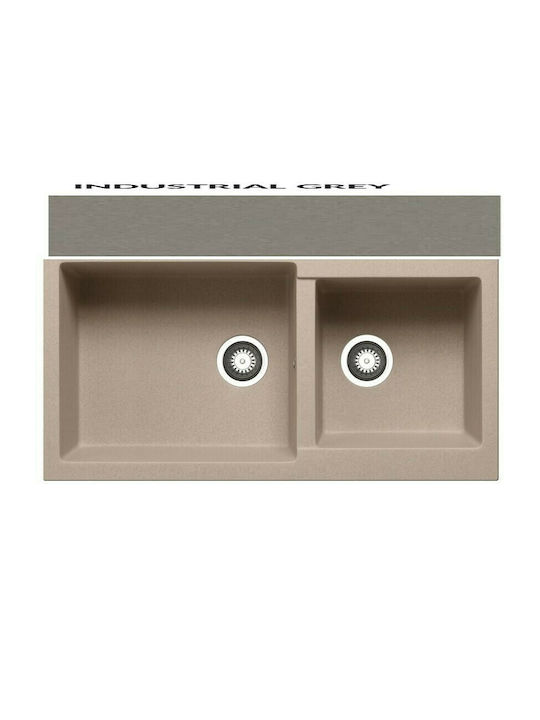 Pyramis Alazia 070183411 Drop-In Spüle Links aus Verbundgranulat B96xT50cm Industrial Grey